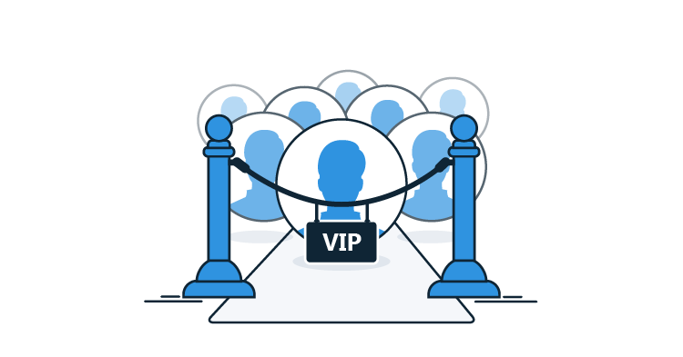 VIP queue with avatars waiting in a line