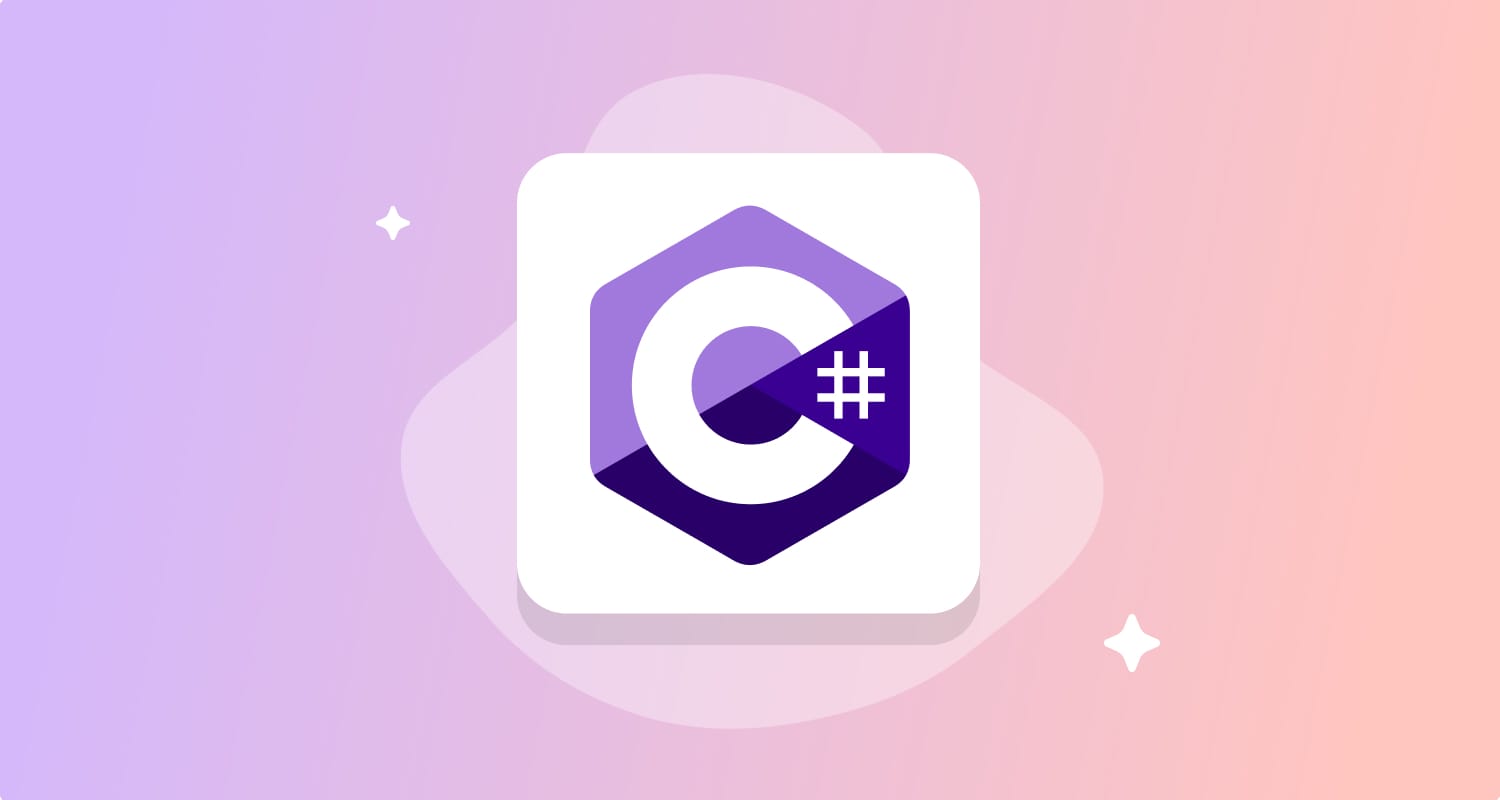 Logo for the C# programming language set upon a gradient background