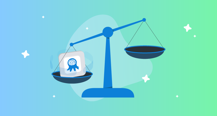 A set of balance weighing scales with a brainy Octopus sitting in one of the bowls.