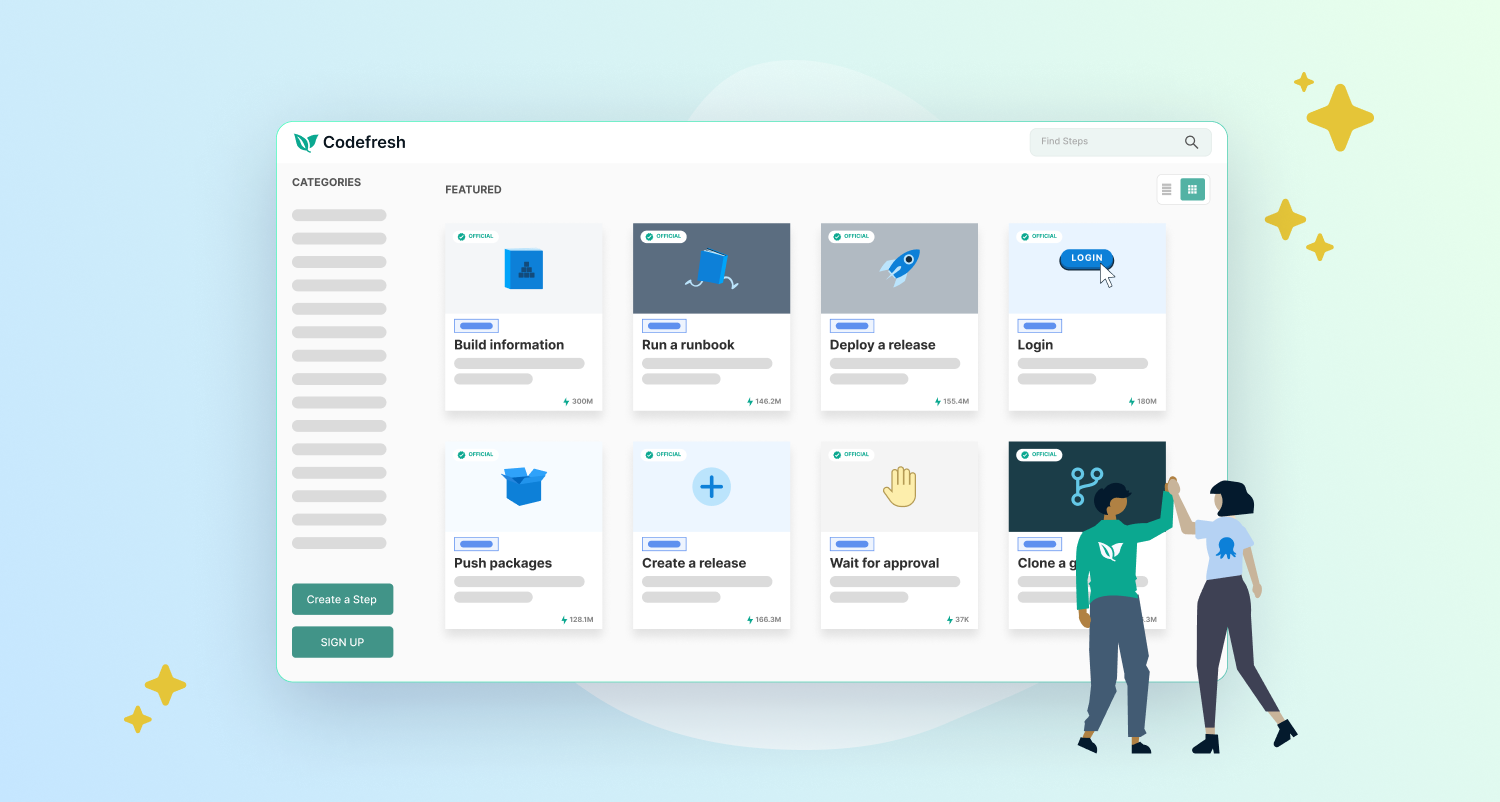 Stylized version of Octopus steps in Codefresh UI