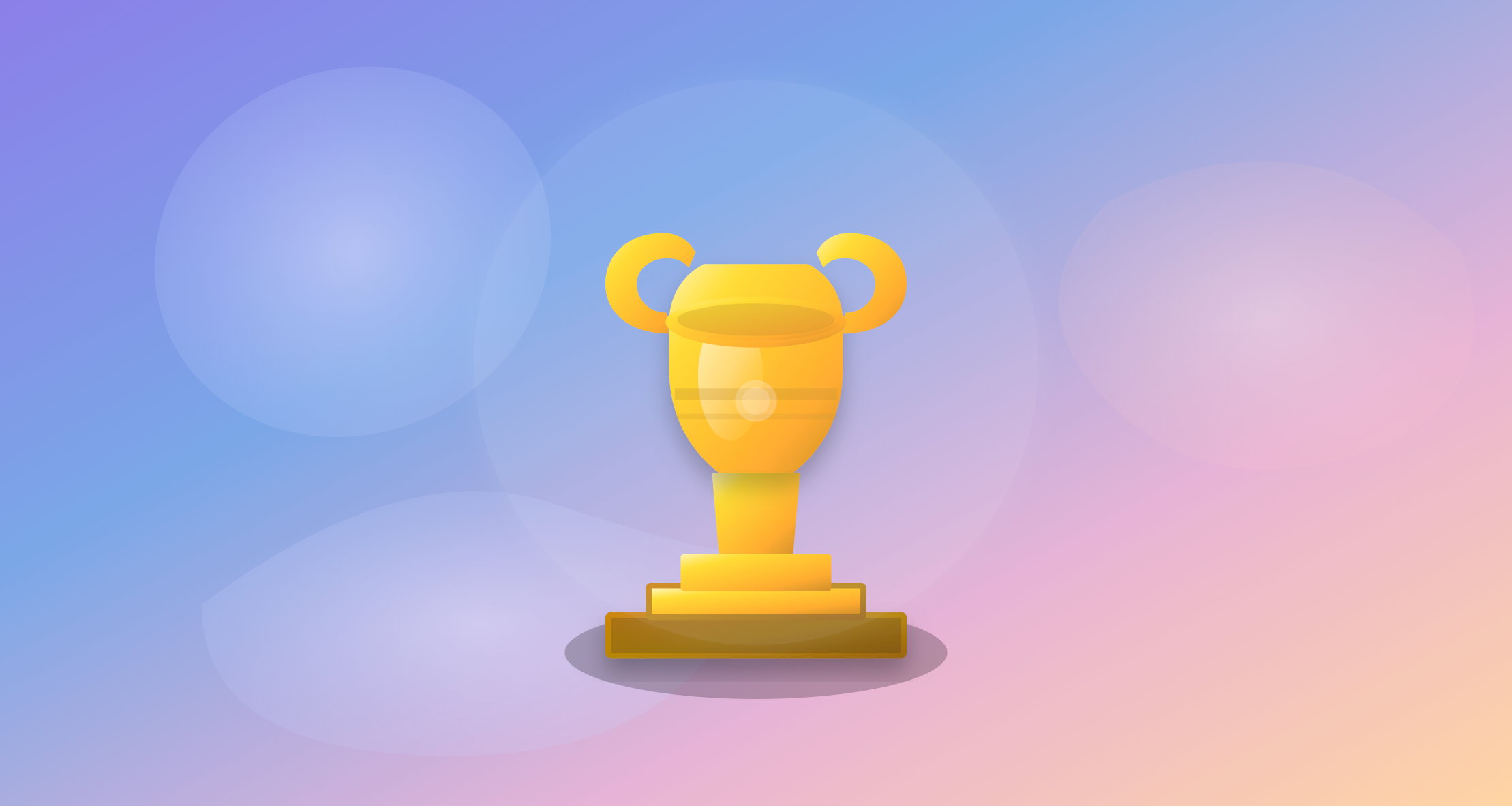 An illustration of a gold trophy with a large bowl and two handles.