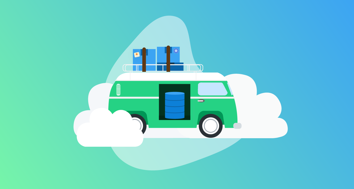 Kombi van carrying a server in a cloud