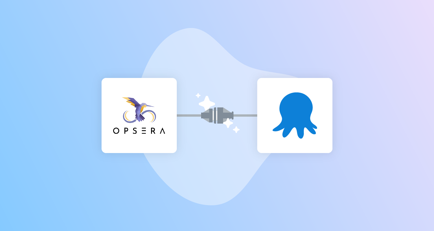Opsera and Octopus Deploy logos connected by plugs with little stars around the connection.