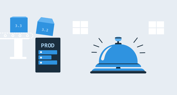 A hotel bell ringing as a new software version is deployed.