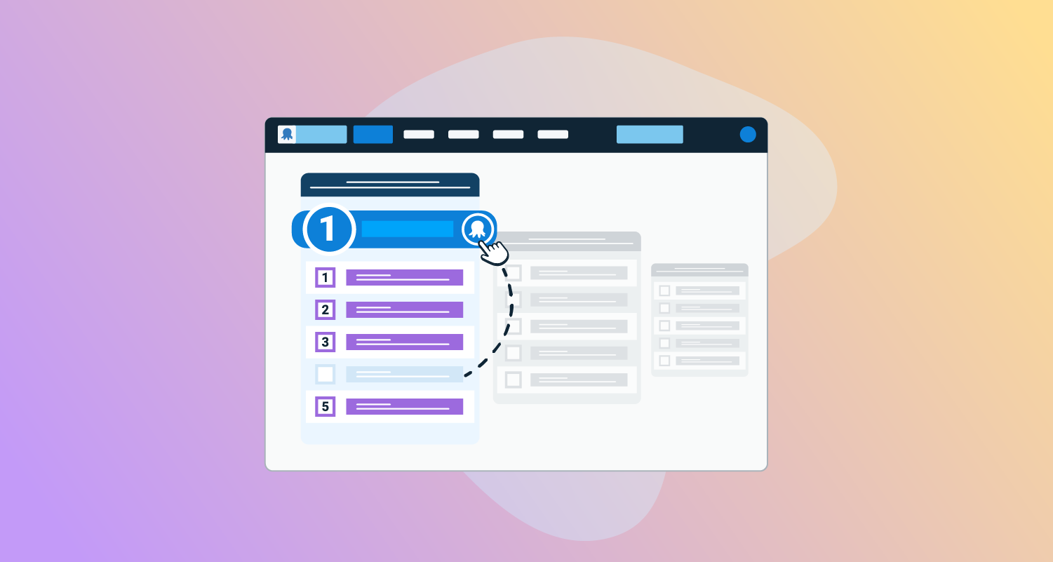 Stylized Octopus task queue with an item being moved to number one position.