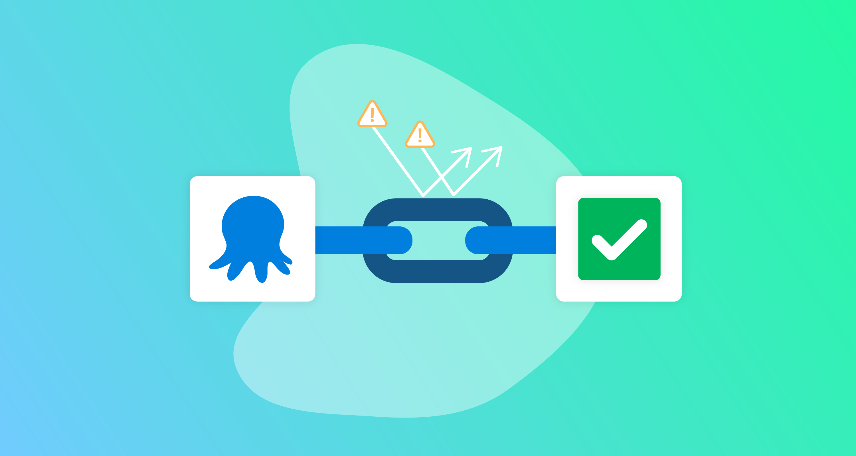 Octopus logo, connected to a green tick via chain link