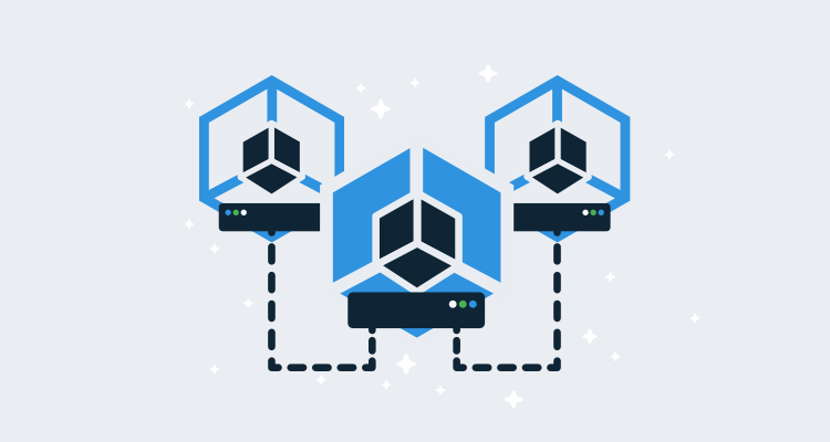 Illustration showing a service mesh