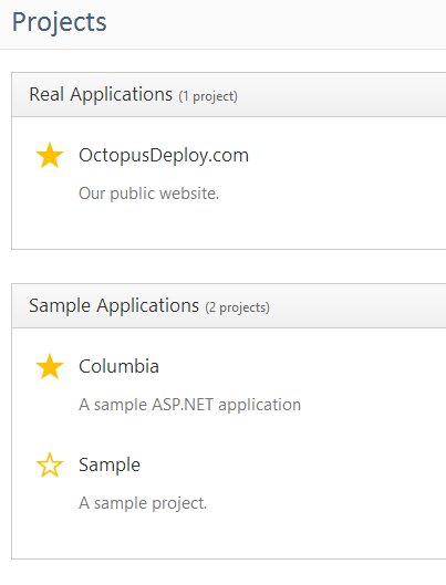 Favoriting a project