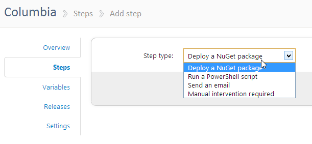 Choices when adding steps