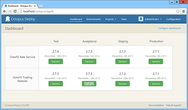 The Octopus 2.0 dashboard