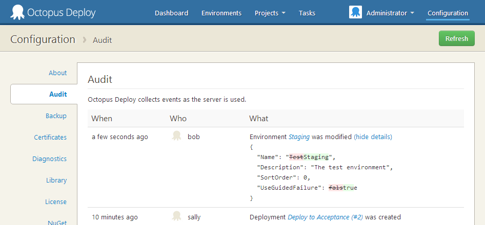 Detailed auditing in Octopus 2.0