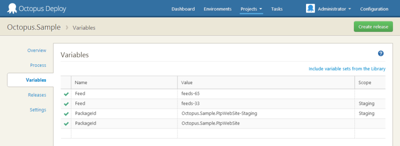 Variables for package binding