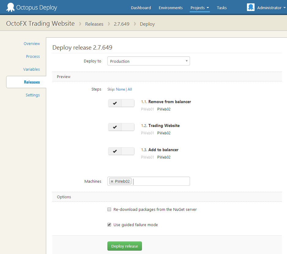 Deploying to specific machines