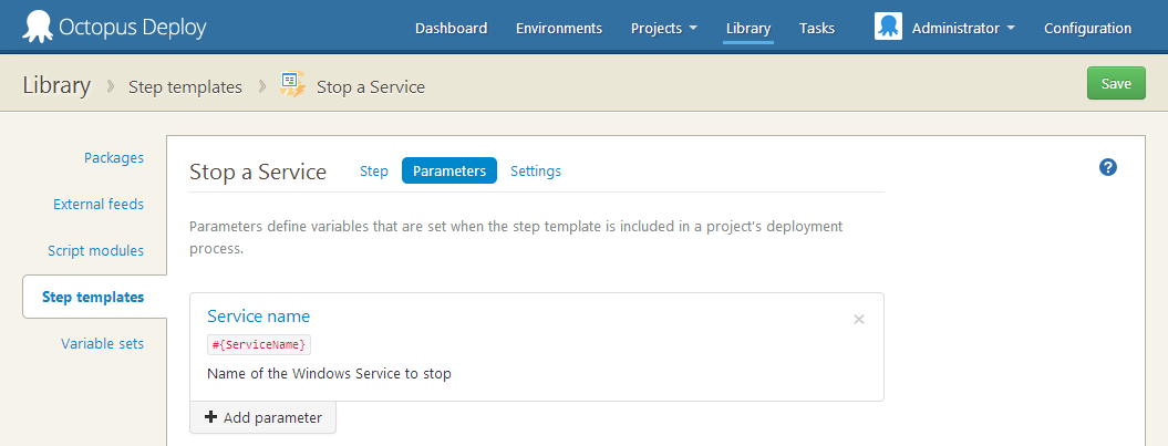 Step template parameters