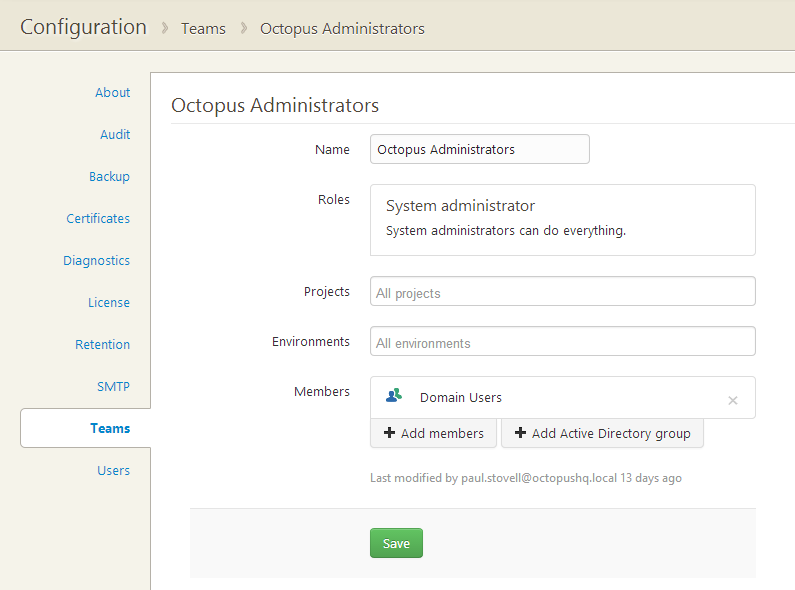 Linking teams to AD groups