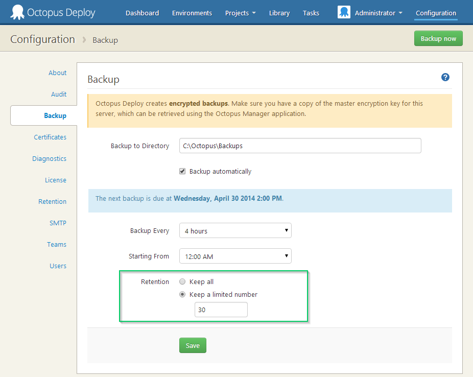 Keep a limited number of backups