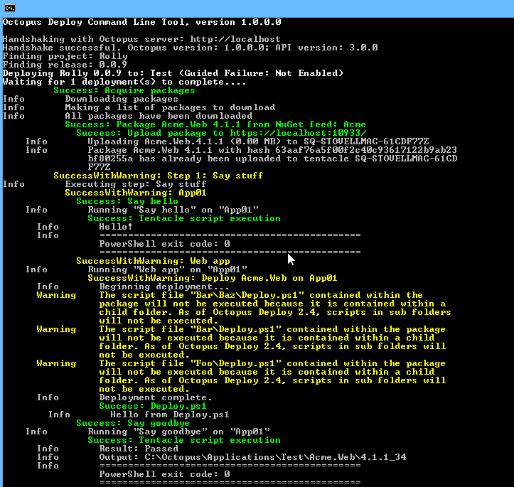 Octo.exe showing progress