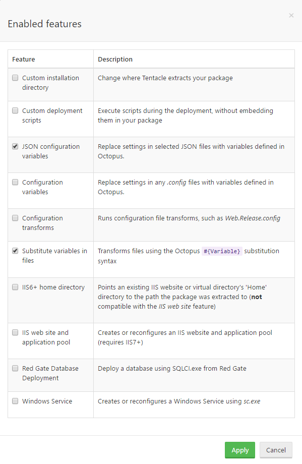 Package Step Features