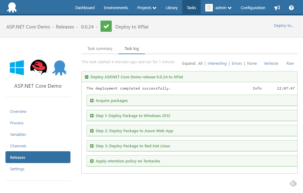 Windows, Azure and Linux Deployment Log