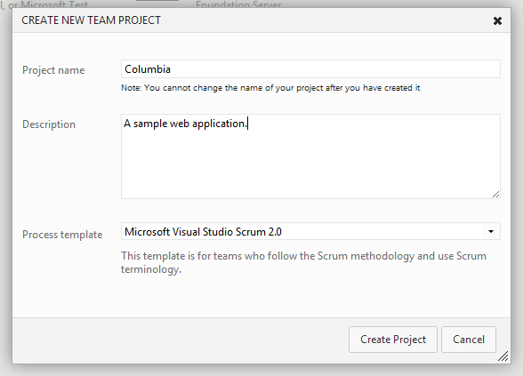 Creating a TFS Preview project