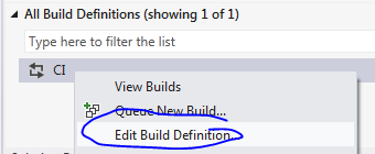 Edit build definition