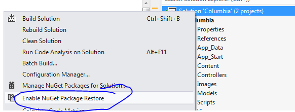 Enable NuGet package restore
