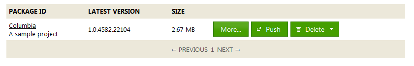 MyGet package listing