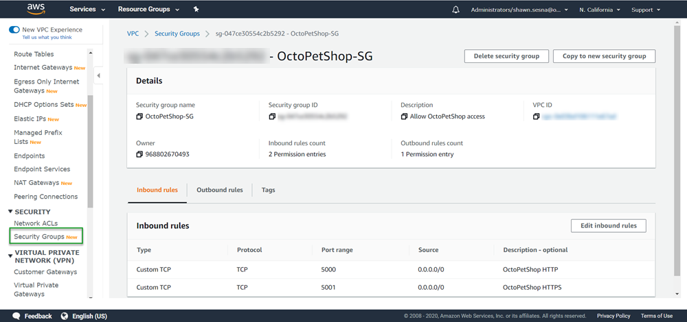 AWS VPC Security Groups