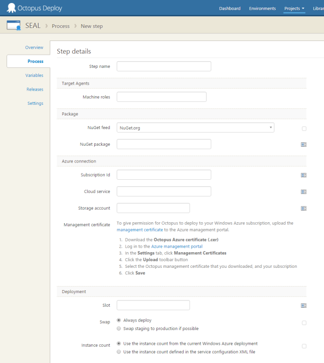 The old Azure step type