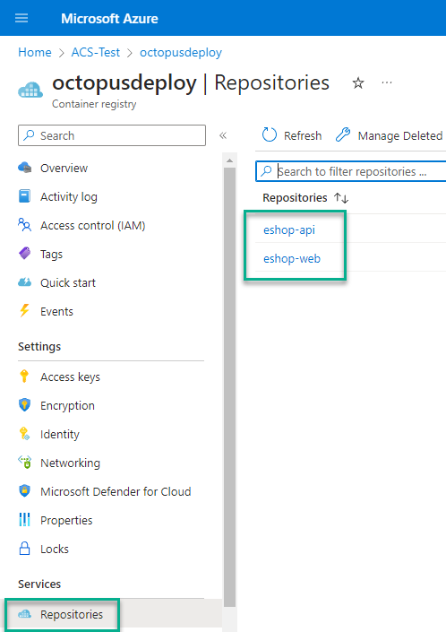 Container images in ACR