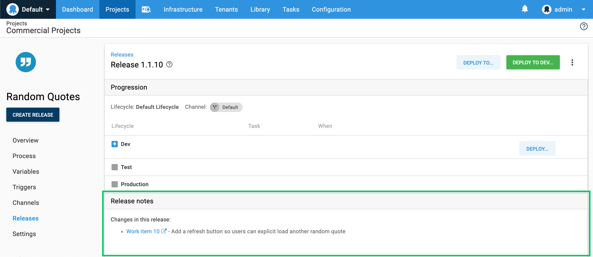 Octopus release with Azure DevOps work items