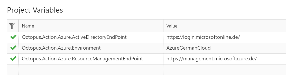 Project Variables in Octopus UI