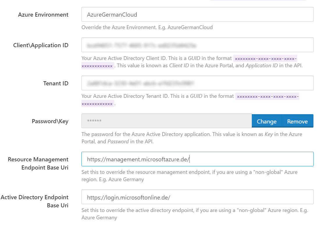 Azure account information