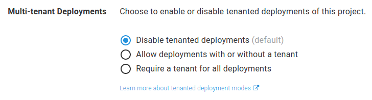 Tenant project settings