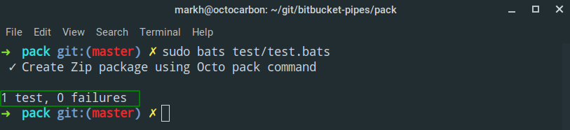 bats test run output