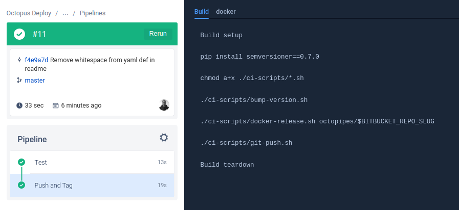 Bitbucket pipe pipeline result