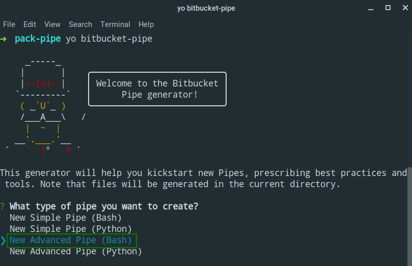 Bitbucket pipe generator -welcome