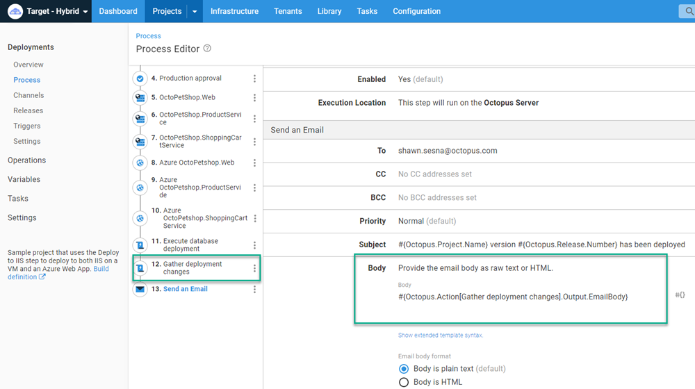 An Octopus email step