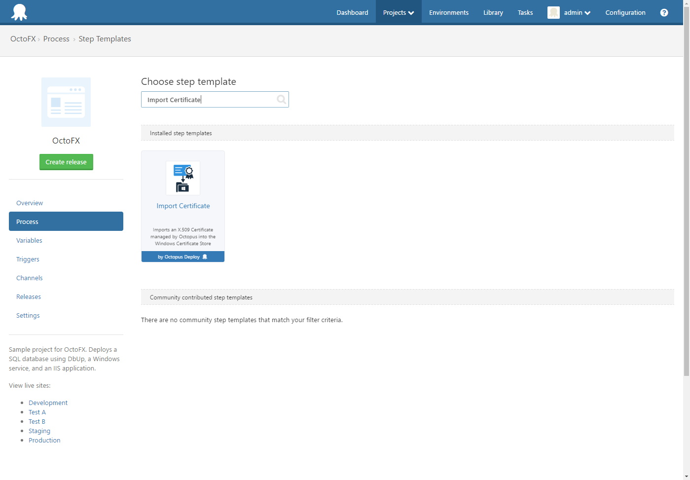 Import Certificate Step