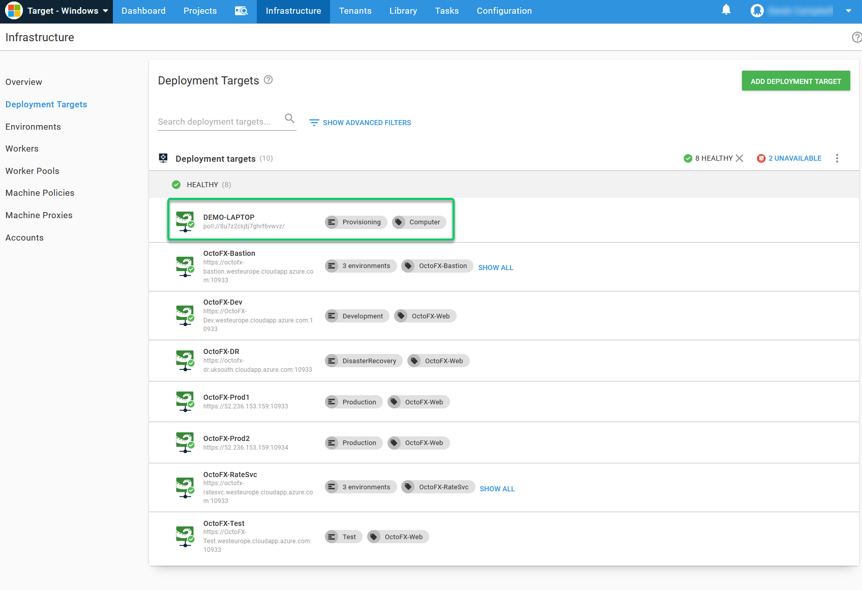 A Healthy deployment target