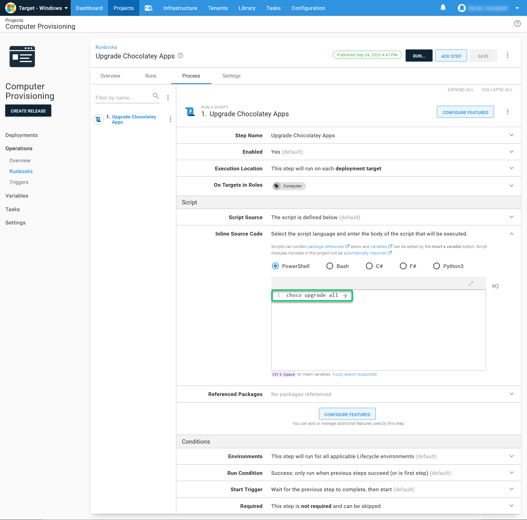 Upgrading Chocolatey apps runbook