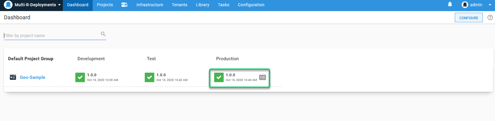 A project using tenants in Octopus for a multi-region deployment