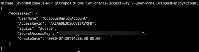 AWS CLI create-access-key output