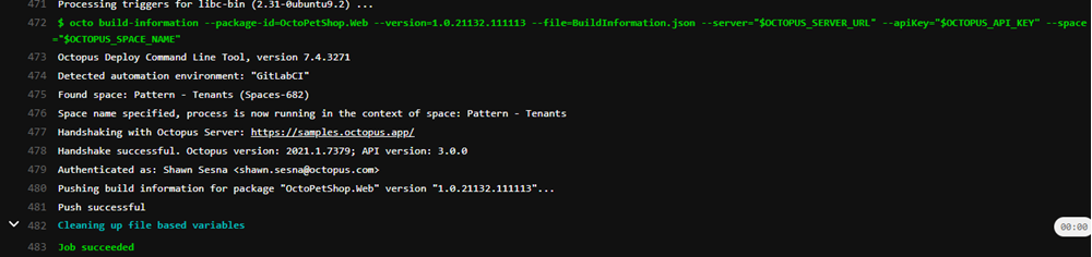 GitLab build information log