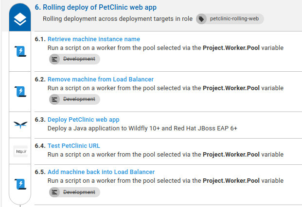 Project rolling deployment run
