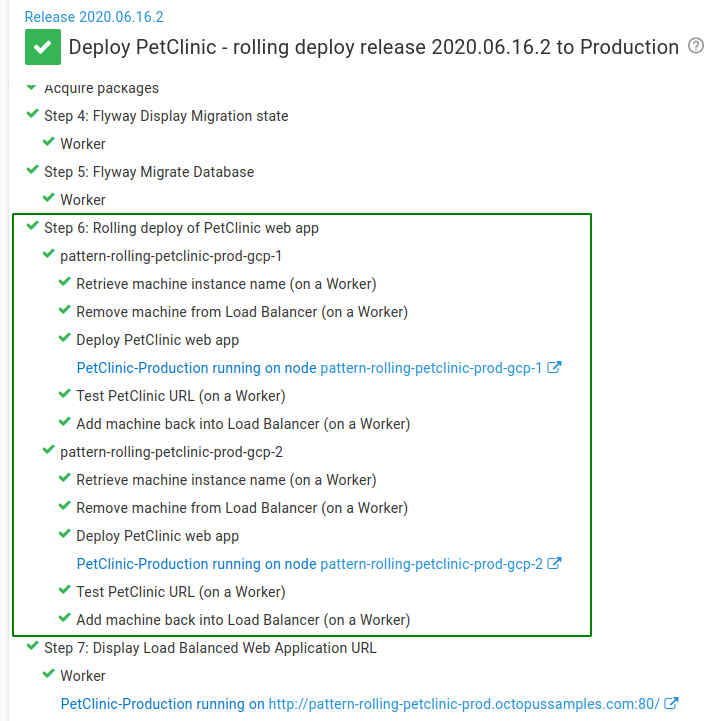 Project rolling deployment run
