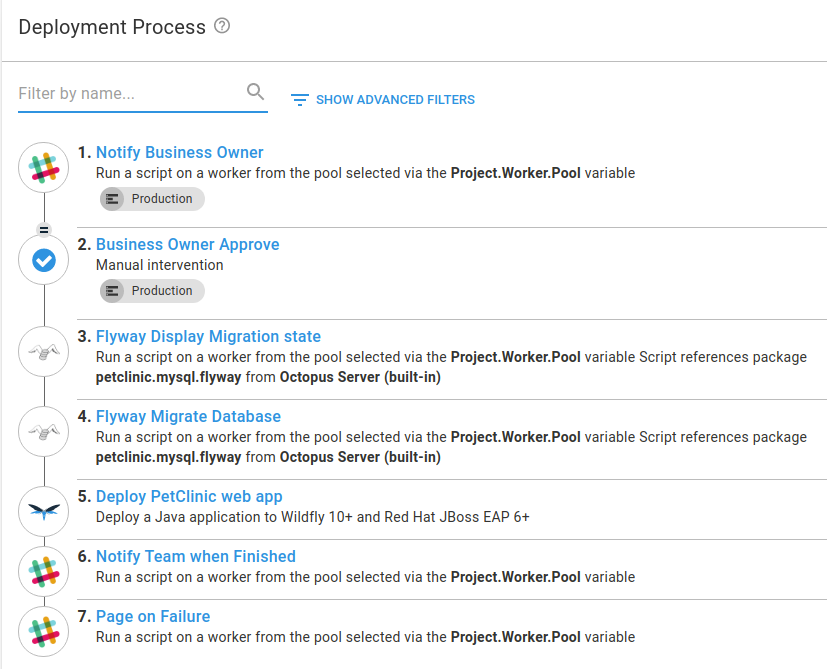 Project sequential deployment process