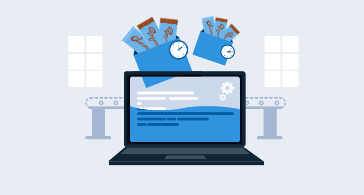 Illustration showing Chocolately packages being installed on a developer machine