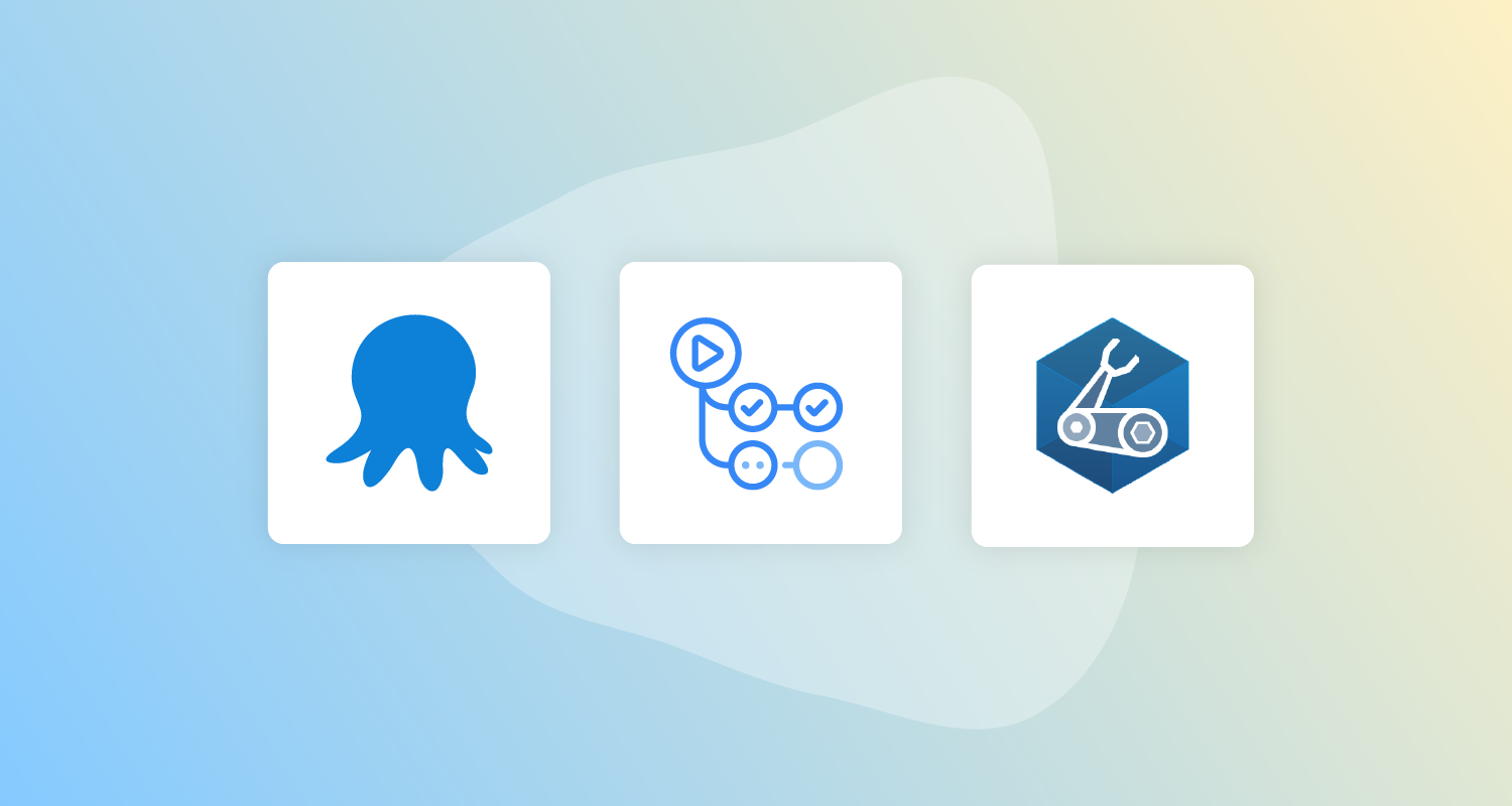 Octopus logo, GitHub Actions icon, and Azure Bicep logo.