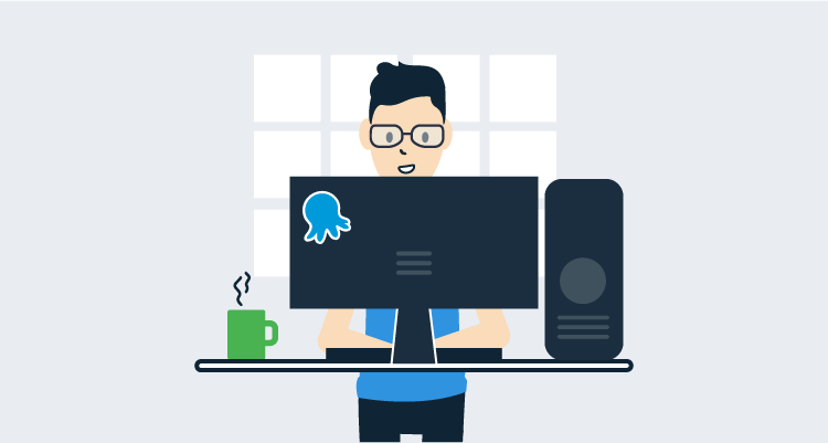 A desk set up with tech and a coffee.